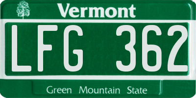 VT license plate LFG362