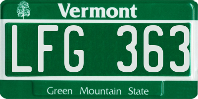 VT license plate LFG363