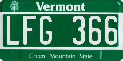 VT license plate LFG366