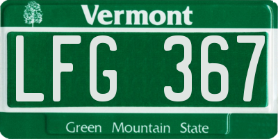 VT license plate LFG367