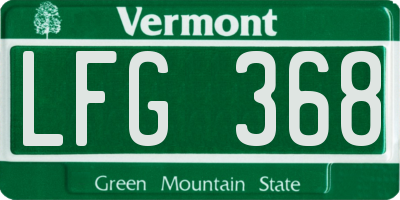 VT license plate LFG368