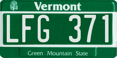 VT license plate LFG371