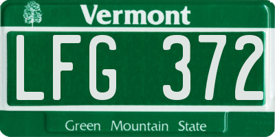 VT license plate LFG372