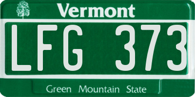 VT license plate LFG373