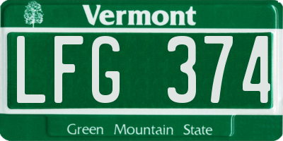 VT license plate LFG374