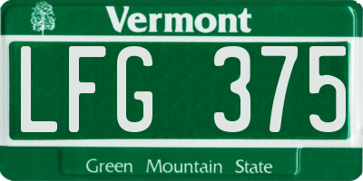 VT license plate LFG375