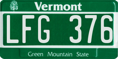 VT license plate LFG376