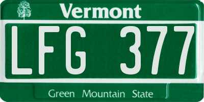 VT license plate LFG377