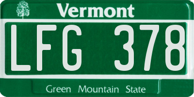 VT license plate LFG378