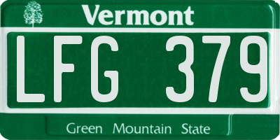 VT license plate LFG379