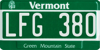 VT license plate LFG380