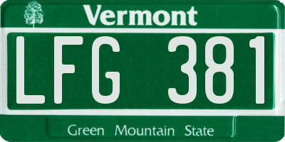 VT license plate LFG381