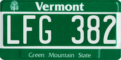VT license plate LFG382