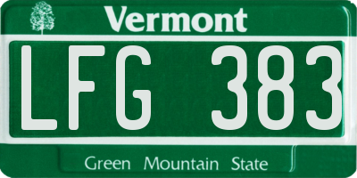 VT license plate LFG383