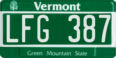 VT license plate LFG387