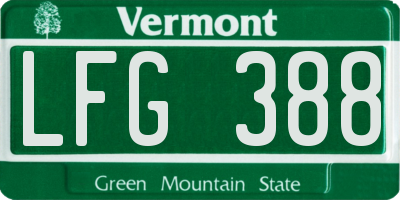 VT license plate LFG388
