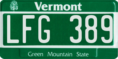 VT license plate LFG389