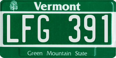 VT license plate LFG391