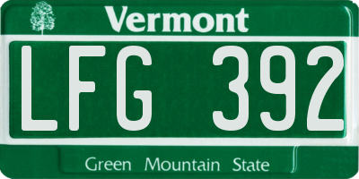 VT license plate LFG392