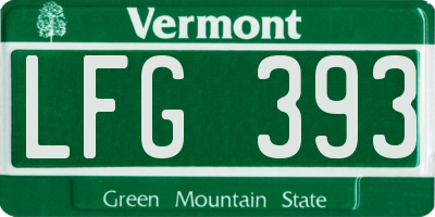 VT license plate LFG393