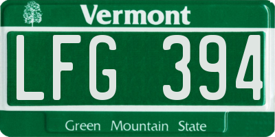 VT license plate LFG394