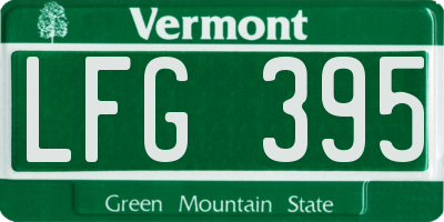 VT license plate LFG395
