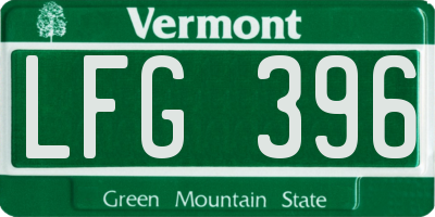 VT license plate LFG396