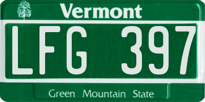 VT license plate LFG397