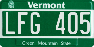 VT license plate LFG405
