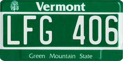 VT license plate LFG406