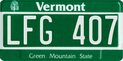 VT license plate LFG407