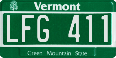 VT license plate LFG411