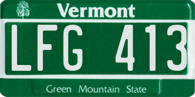 VT license plate LFG413