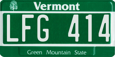 VT license plate LFG414
