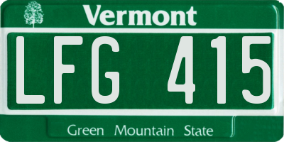 VT license plate LFG415