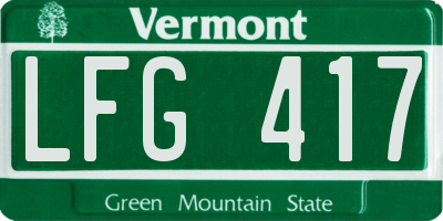 VT license plate LFG417