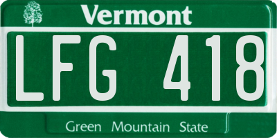 VT license plate LFG418