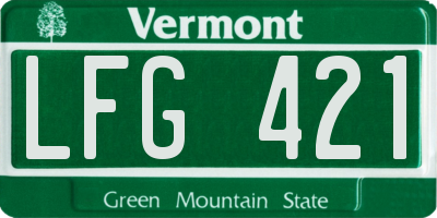 VT license plate LFG421