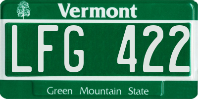 VT license plate LFG422