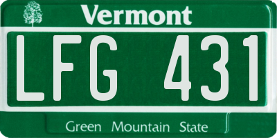VT license plate LFG431