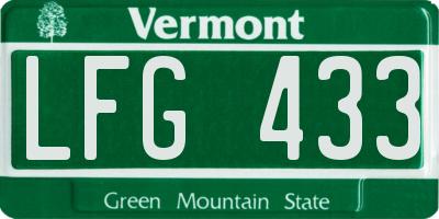 VT license plate LFG433