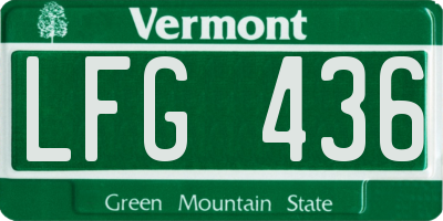 VT license plate LFG436