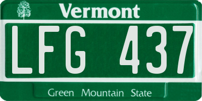 VT license plate LFG437