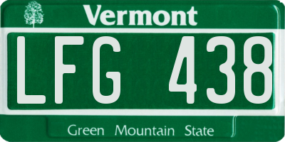 VT license plate LFG438