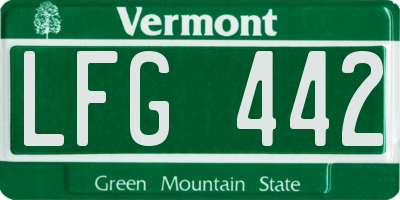 VT license plate LFG442