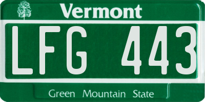 VT license plate LFG443