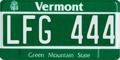 VT license plate LFG444