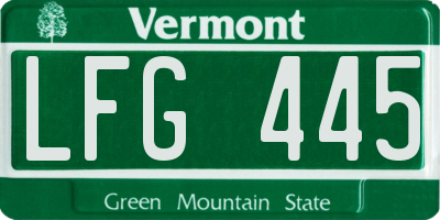 VT license plate LFG445
