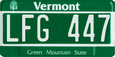VT license plate LFG447