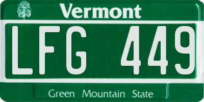 VT license plate LFG449